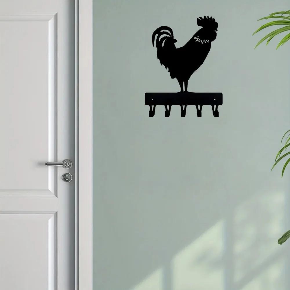 1pc Key Rack Wall Mounted Hook Up Hanger Artwork Shape Decoration Towel Rack with Over The Door Hooks - Rustic Farmhouse Decor