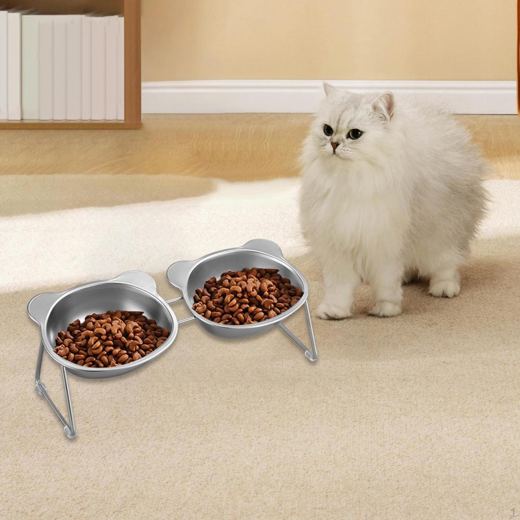 Cat Bowl Container Elevated Pet Feeder Water Dish for Travel Living Room Indoor