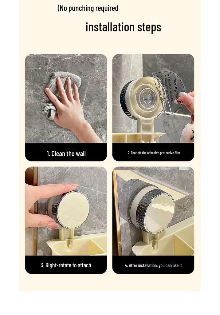 No-Drill Wall-Mounted Toothbrush & Cup Holder