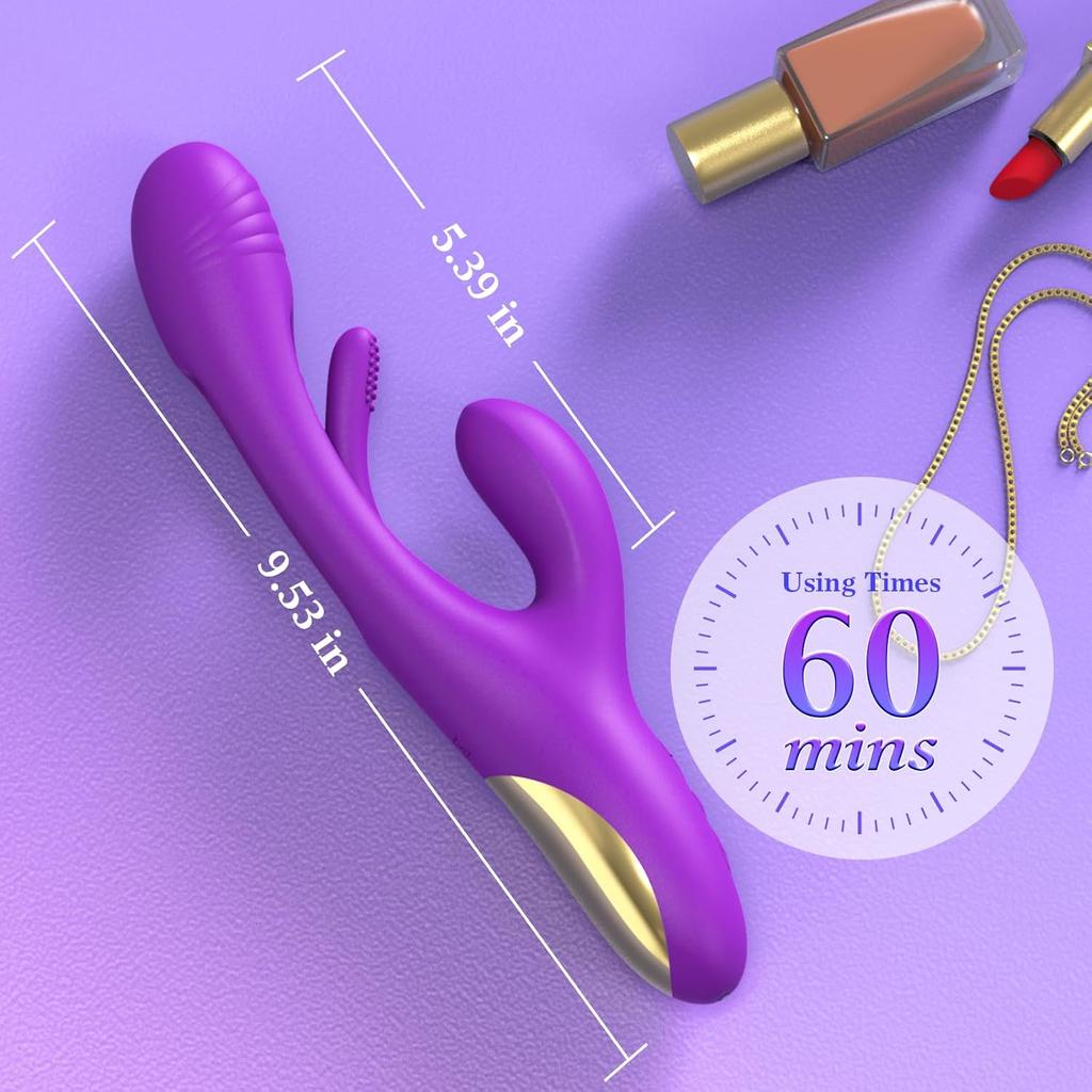 Dildo Rabbit Sex Toys G Spot Vibrator Massager for Women Clitoral Nipple Stimulation, 3 In 1 Sex Toys with 14 Vibration 7 Tongue Licking Flapping