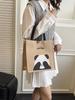 Portable Large-Capacity Panda Tote Bag - Retro Linen Shopping & Travel Shoulder Bag