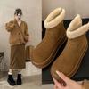 Fashion Winter Women's Back Zipper Plus Velvet Platform Snow Boots New Fashion Keep Warm Suede Cotton Shoes for Women Casual Ankle Boots