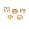 Modern Retro Metal Ring Stack For Women Featuring Geometric Lines For Daily Wear