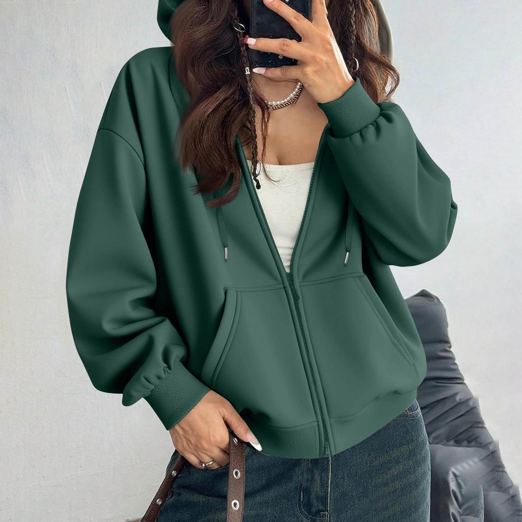 Damen Off-Shoulder Reißverschluss Hoodie Sweatshirt Mode Kleidung Freizeitjacke