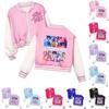 Moda Infantil Casual Jaqueta com Capuz de Manga Comprida Estampa de Grupo de Bruxa