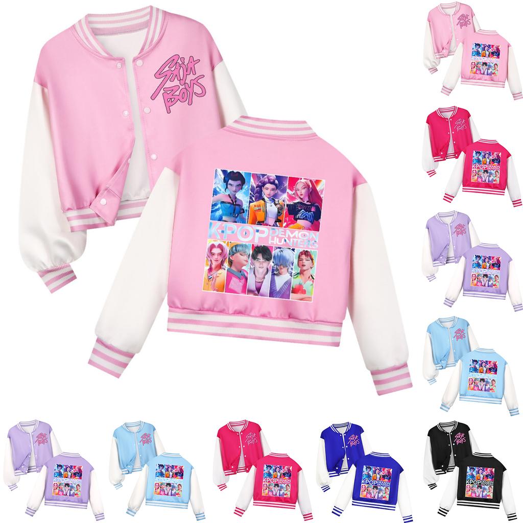 Moda Infantil Casual Jaqueta com Capuz de Manga Comprida Estampa de Grupo de Bruxa