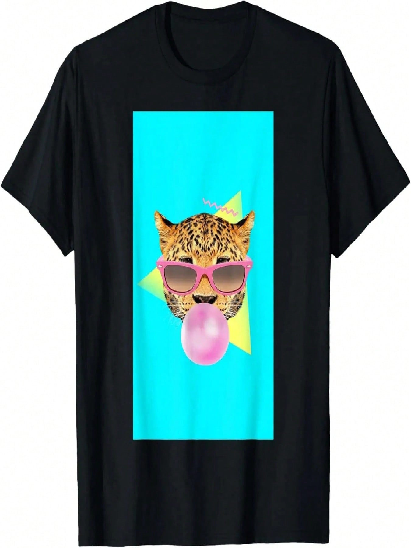 Cool Aesthetic Leopard Cheetah With Bubble Gum , Aqua Blue T-Shirt S разноцветный