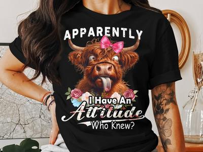 Funny Highland Cow T-Shirt: Sassy Scottish Cow with Floral Bow