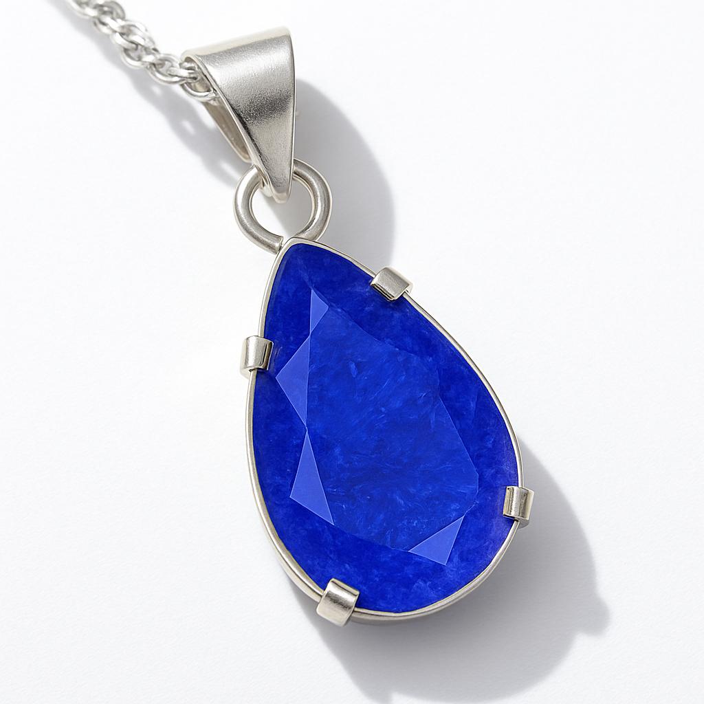 32 Ct Natural Purple Sapphire Pear Pendant CERTIFIED 925 Sterling Silver AI-118-NS