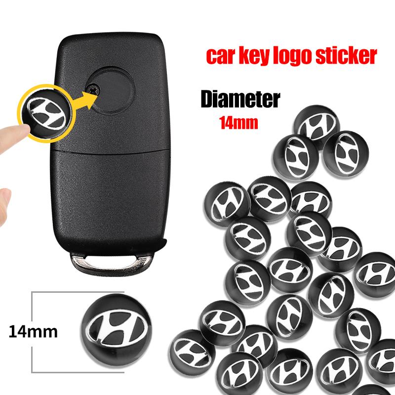 14mm 2/5/10Pcs Car Key Emblem Stickers Auto Control Key Logo Decals For Hyundai Tucson I10 I20 I30 Santa Fe Sonata Azera Accent E4