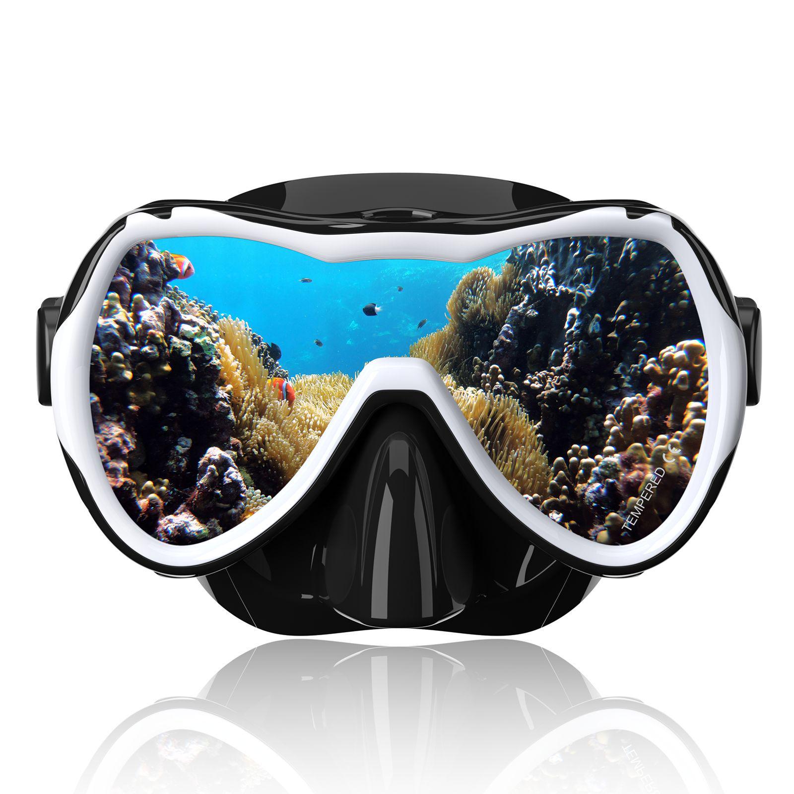 Silicone Tempered Glass Snorkel & Diving Mask One Size белый