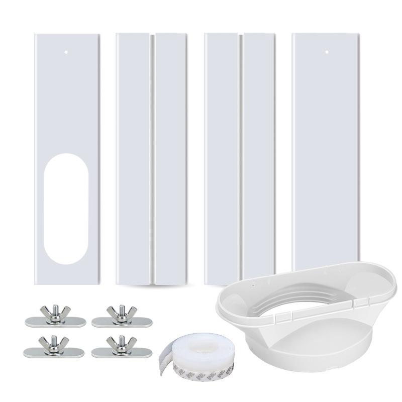 4-teiliges verstellbares Fensterdichtungsplatten-Set für tragbare Klimaanlagen, 43-140cm Länge mit 130mm Flachdüse & 43×10cm Ablenkblech