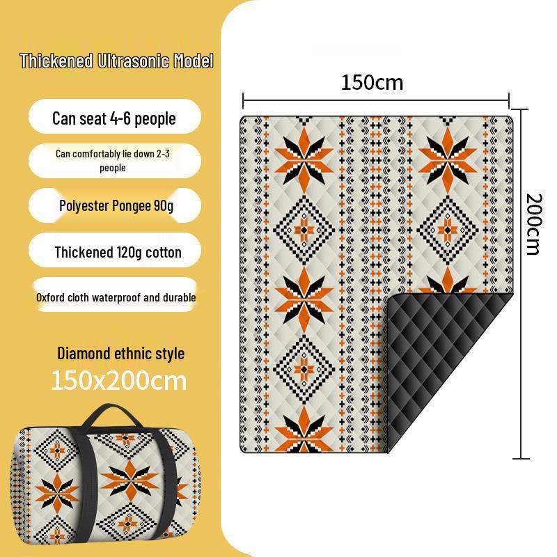 Tapis de pique-nique épaissi à ultrasons: Coussin d'extérieur résistant à l'humidité pour pelouse et camping avec piquets de sol