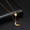 LIKGREAT Multi Layers Bar Coin Pendant Necklace Moon Star Cross Neckchain for Women Stainless Steel Chain Choker Jewelry NotFade