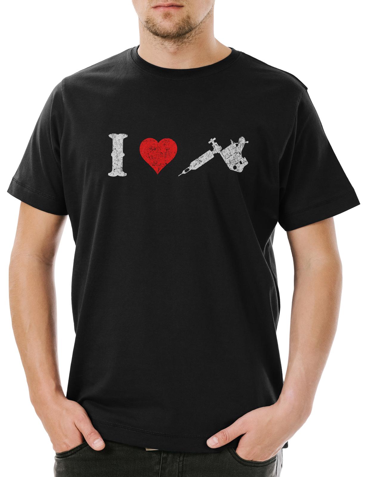 

I Love Tattoo Machine Men s T-Shirt Mens Womens Tees Top Studio Gun Machine Artist Art Tattooist S