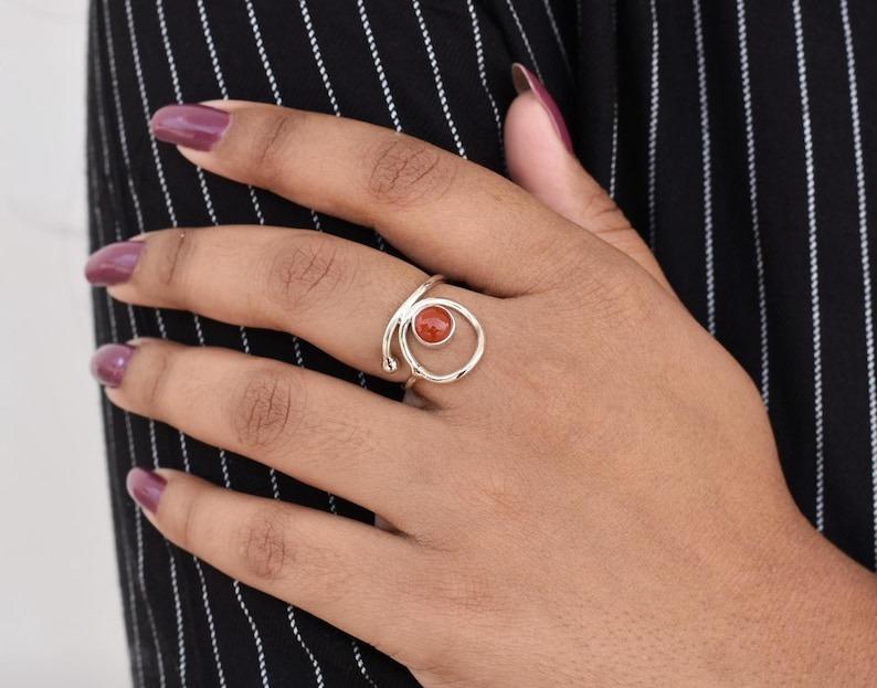 Solid 925 Sterling Silver Carnelian Gemstone Handmade Boho designer Stacking Women Ring Jewelry
