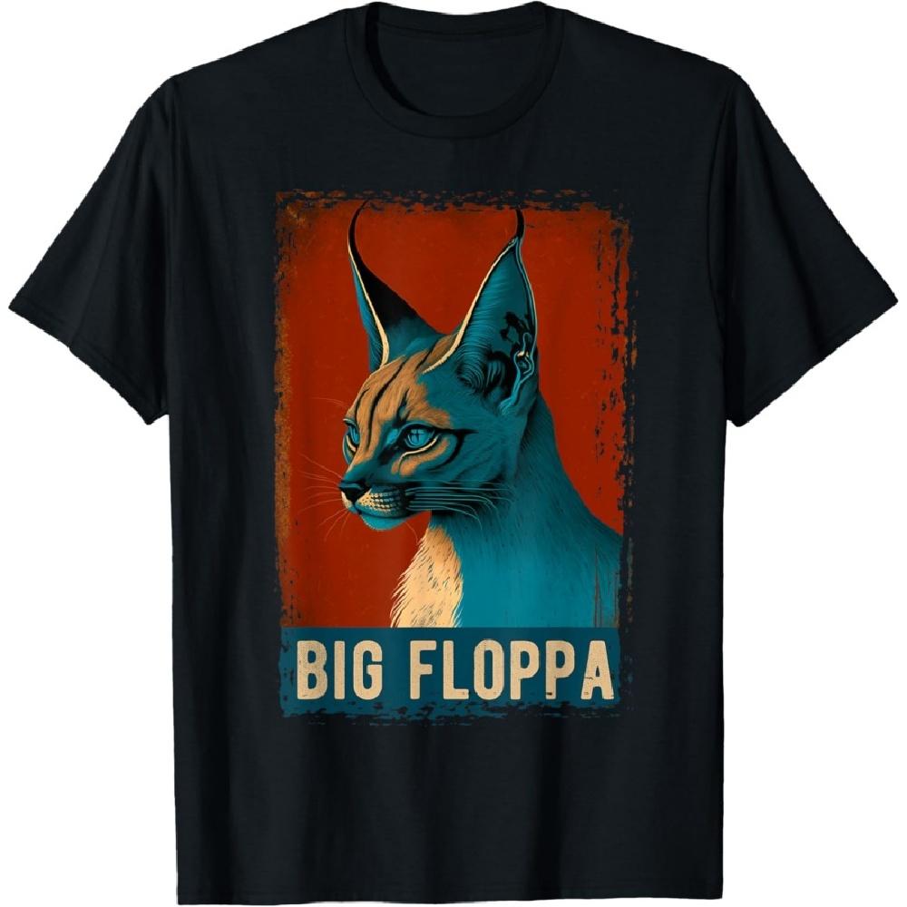

Big Floppa Shirt For Kids Meme Cute Caracal Cat Vintage T-Shirt S