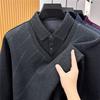 Men's Faux-Layered Shirt Collar Knit Sweater