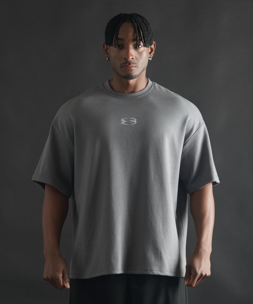 PHERMENON Super Oversized Logo Short Sleeve T-Shirt - Charcoal