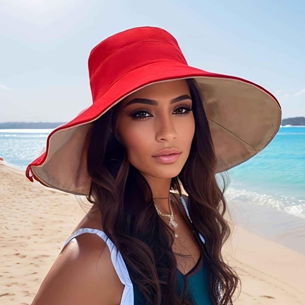 Pălărie de soare, pălărie de plajă, șic cu boruri late pentru femei - Pălărie de călătorie elegantă cu protecție a feței, diferite culori, respirabilă, perfectă pentru plajă și aventură în aer liber