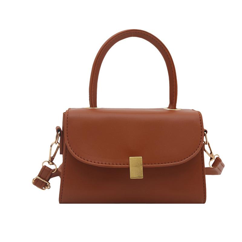 Retro shoulder small bag women s bag trendy fashion PU women s handbag high sense messenger small square bag коричневый