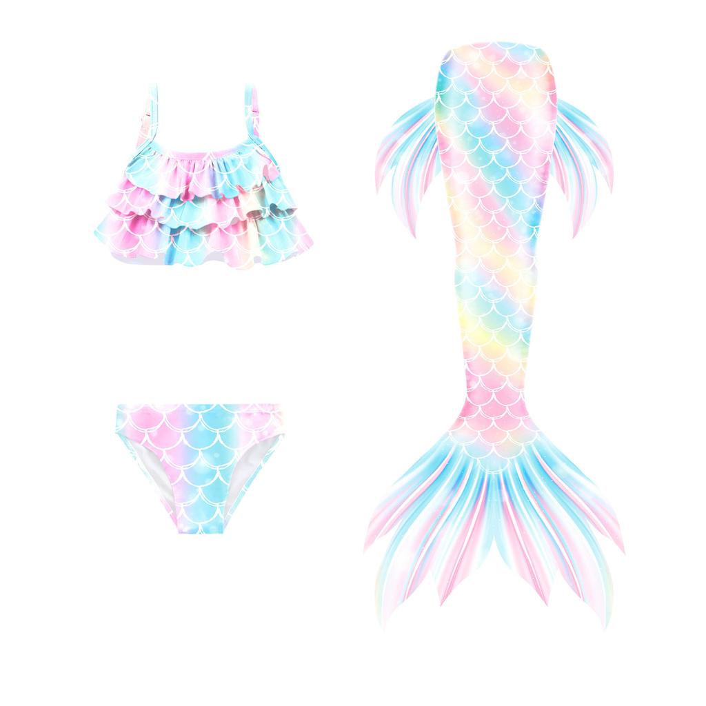 Costume da Bagno Sirena per Bambine Coda da Sirena Costume da Bagno Set per Bambini