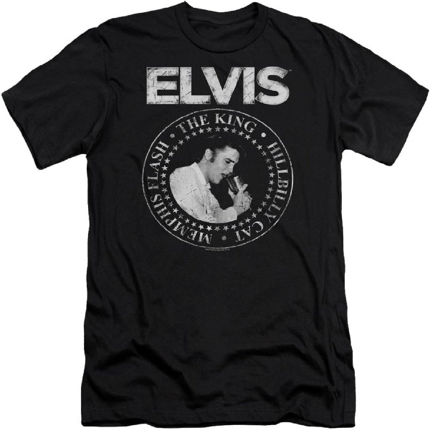 Elvis Presley - Mens Rock King Premium Slim Fit T-Shirt XXXXXL чёрный