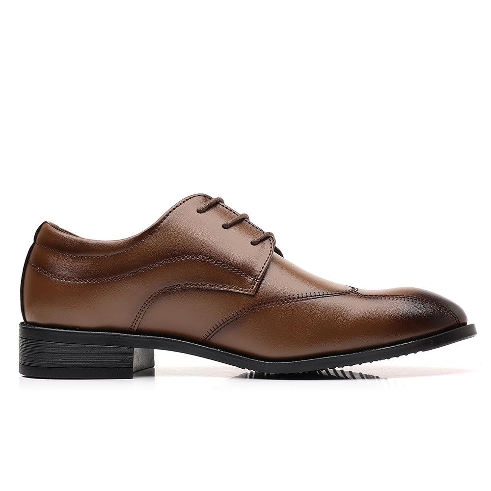 Leather Shoes Men's Breathable Versatile Men's Leather Shoes Fashion Lace-up Business Dress Pointed Wedding Shoes
