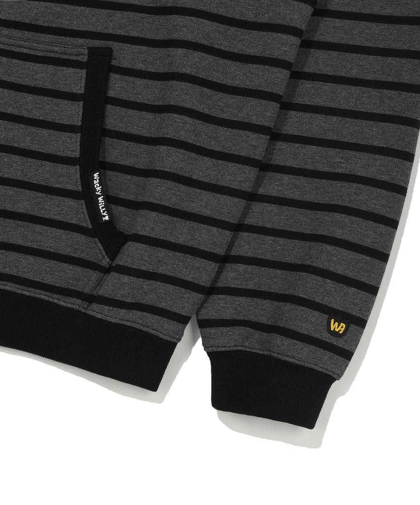 Wacky Willy Striped Zip-Up Hoodie Gray