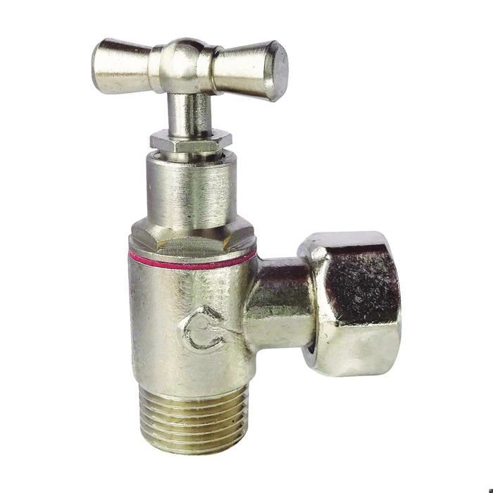 Robinet de wc équerre laiton nickelé m12/17 - ecrou prisonnier 12/17