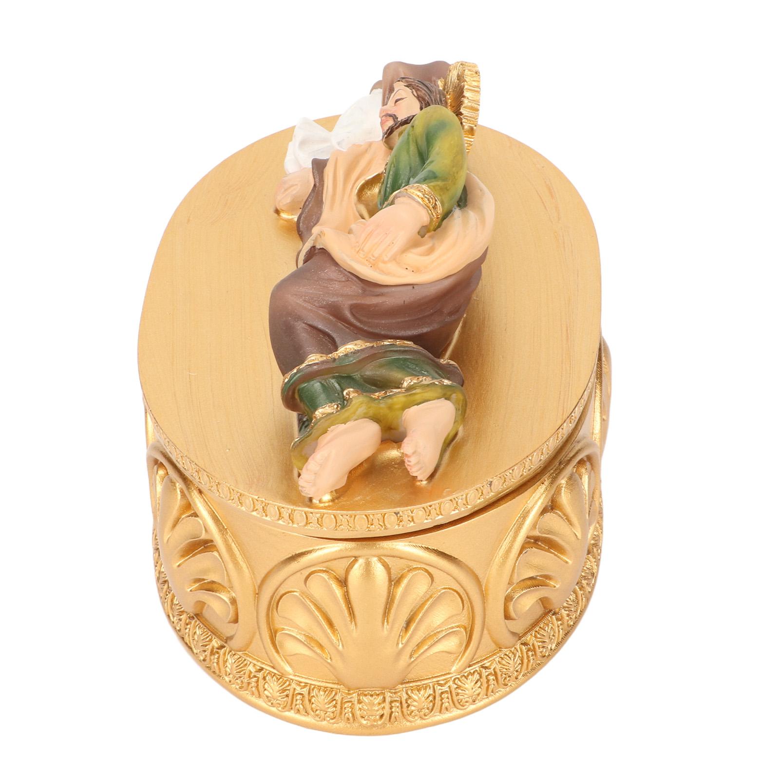 

Шкатулка для украшений Святого Иосифа Смола Изысканное исполнение Спящий Святой Иосиф Католический подарок Декоративный