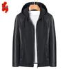 Herren 2025 Herbst Lederjacke mit Kapuze