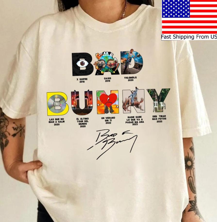 Bad Bunny Alphabet Vintage T-shirt size S-5XL M