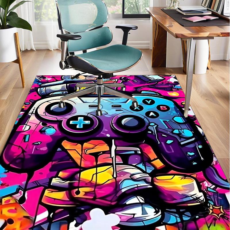 Colorful Gaming Controller Office Rug Chair Mat, Game Carpet, Suitable for Front Door, Bedroom, Living Room, Desk, Holiday Gift
