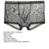 Sexy Mesh-Boxershorts, nahtlos, 3D-konvexe Folie, niedrige Taille, atmungsaktiv, durchsichtige Shorts, Höschen