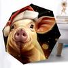 1pc Christmas Pig Automatic Folding Umbrella, Sturdy And Durable Automatic Folding Umbrella with 8 Ribs, Convenient for Outdoor Use143