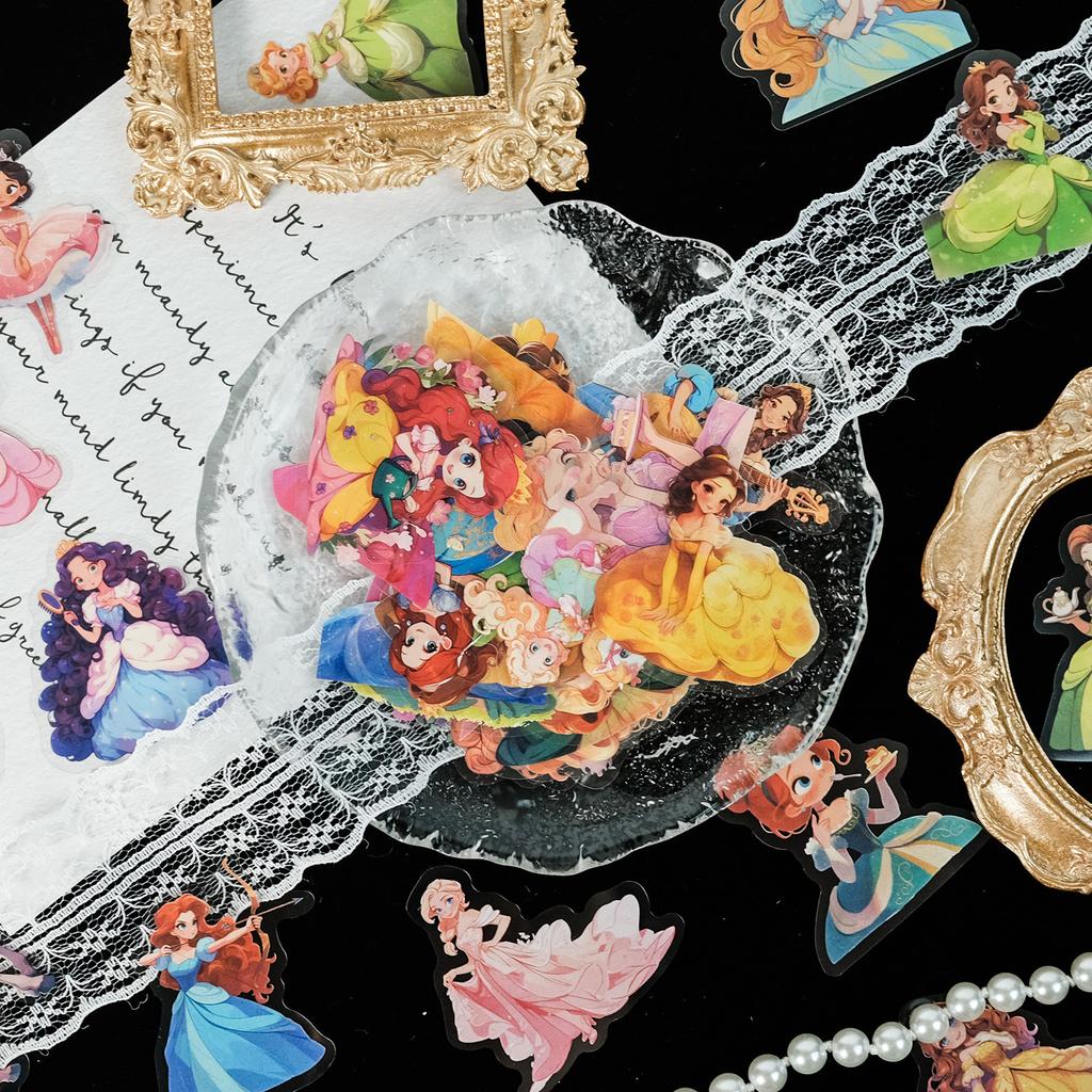 50 Fairy Tale Princess Series Transparent Waterproof Stickers Children's Reward Stickers DIY Mobile Phone Case Water Cup Decoration
