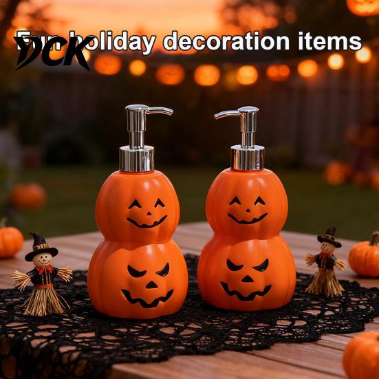 Decorative Bathroom Accessory Halloween Pumpkin Soap Dispenser, Refillable Lotion Liquid Hand Bottle, Vinyl Dispenser Durable Press Type Dispensing
