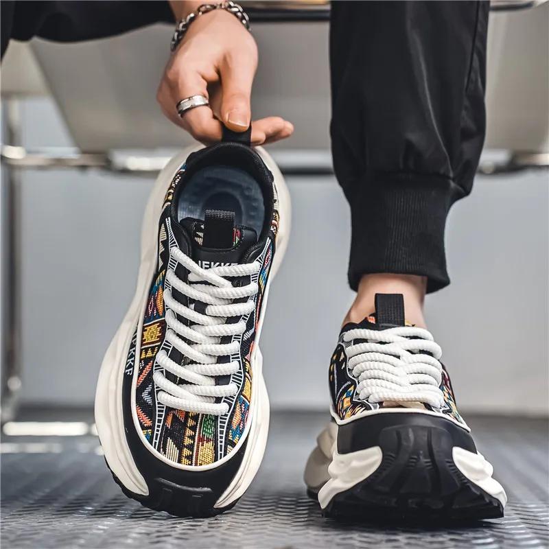 Fashion Fashion Casual Sneakers Men Original Designer Platform Shoes Men Increase Heel Hip Hop Chunky Sneakers Mens  2025 New