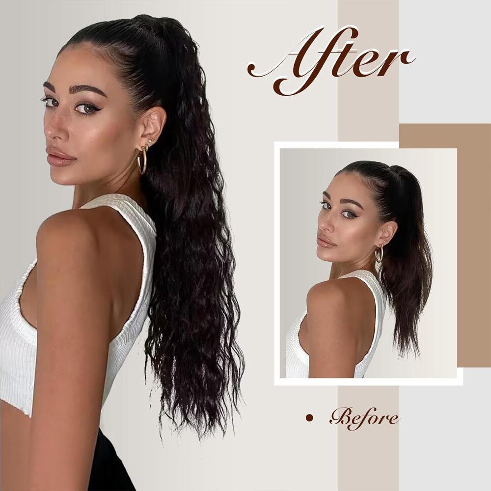 Women's 26 Inch Water Wave Claw Clip Ponytail - Natural-Looking Heat-Resistant Synthetic Hair