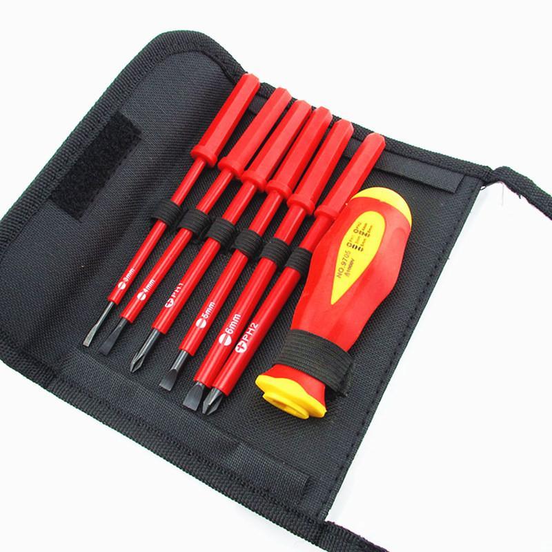 1Set 1000V Electricians Screwdriver Hand Tool Set Electrical Fully Insulated High Voltage Multi Screw Screw Driver Set