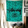 City List Text Tapestry, Black Background Street Brand Logo No.4 Wall Hanging Decor