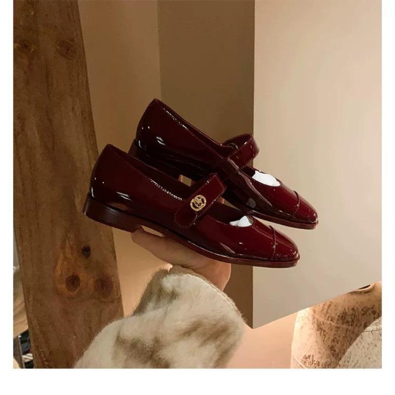 Buckle Mary Jane Women's Shoes Autumn New Flat-soled Single Shoes Low Heel Thick Heel Small Leather Shoes