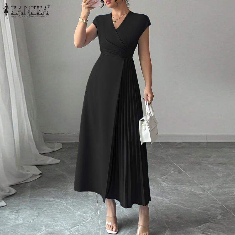 ZANZEA Women Summer Casual V-Neck Sleeveless Slim Dress