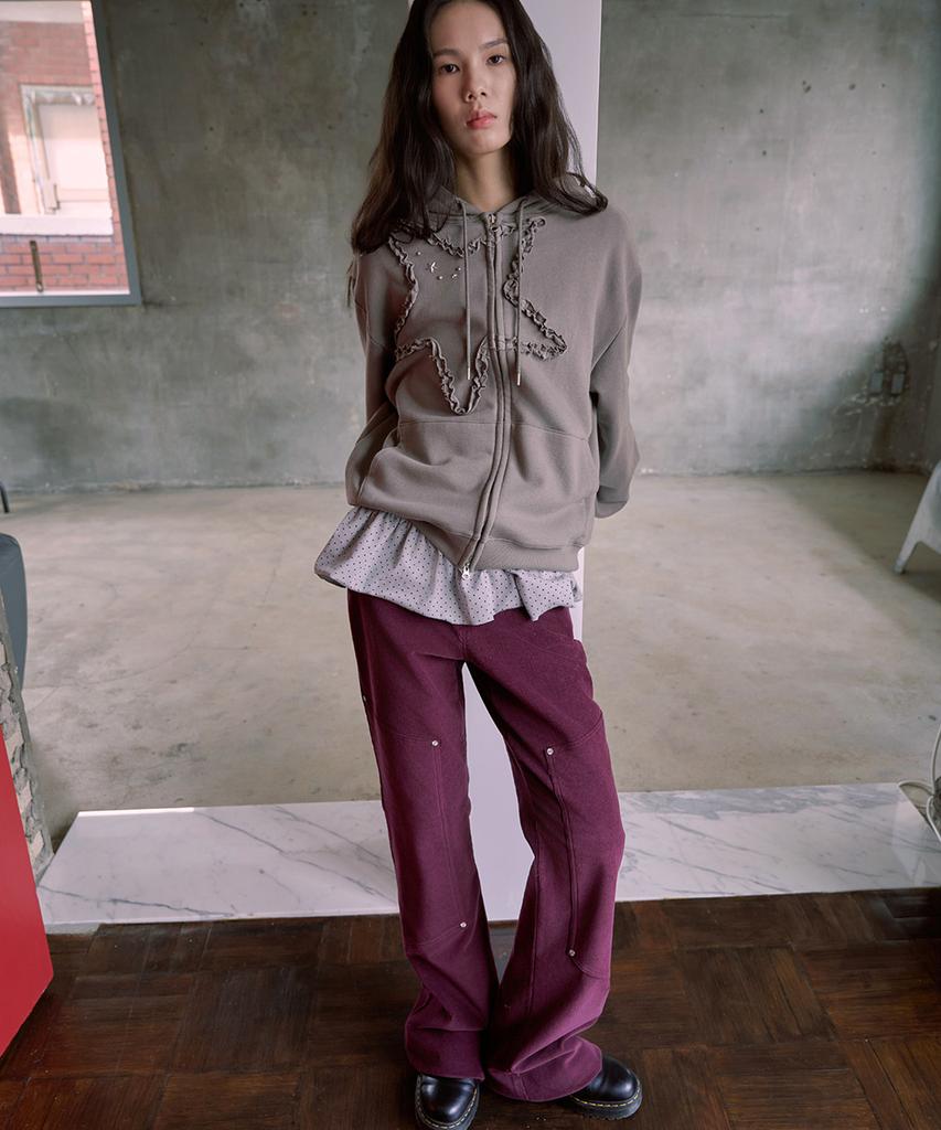Epeueidi Corduroy Flare Pants (Burgundy)