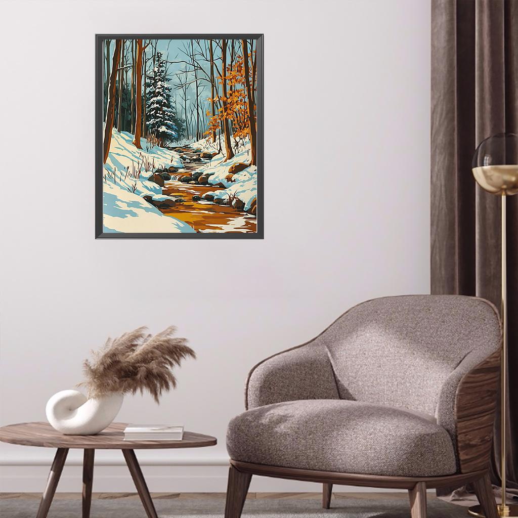 Winter Forest DIY No Frame Acrylic Paint-By-Number Kit 40*50cm Acrylic Paint By Numbers Kit On Canvas for Beginner Wall Decor