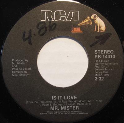 7inch Record MR. MISTER - Is It Love PB14313 RCA 1985 US Rock Used