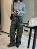 Jeans cargo plissés camouflage style coréen pour femmes