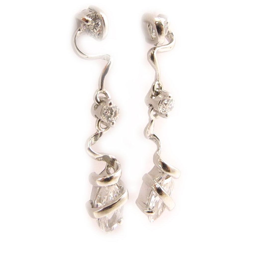 Les Trésors De Lily [D7533] - Silver 'Ballerinas' Earrings White