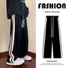 Autumn Hong Kong Style Men's Trendy Straight Sweatpants with Side Stripes